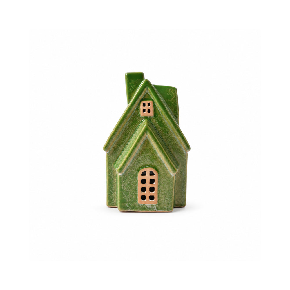 Plum Pudding Christmas Ceramic Village Decoration Medium Green
